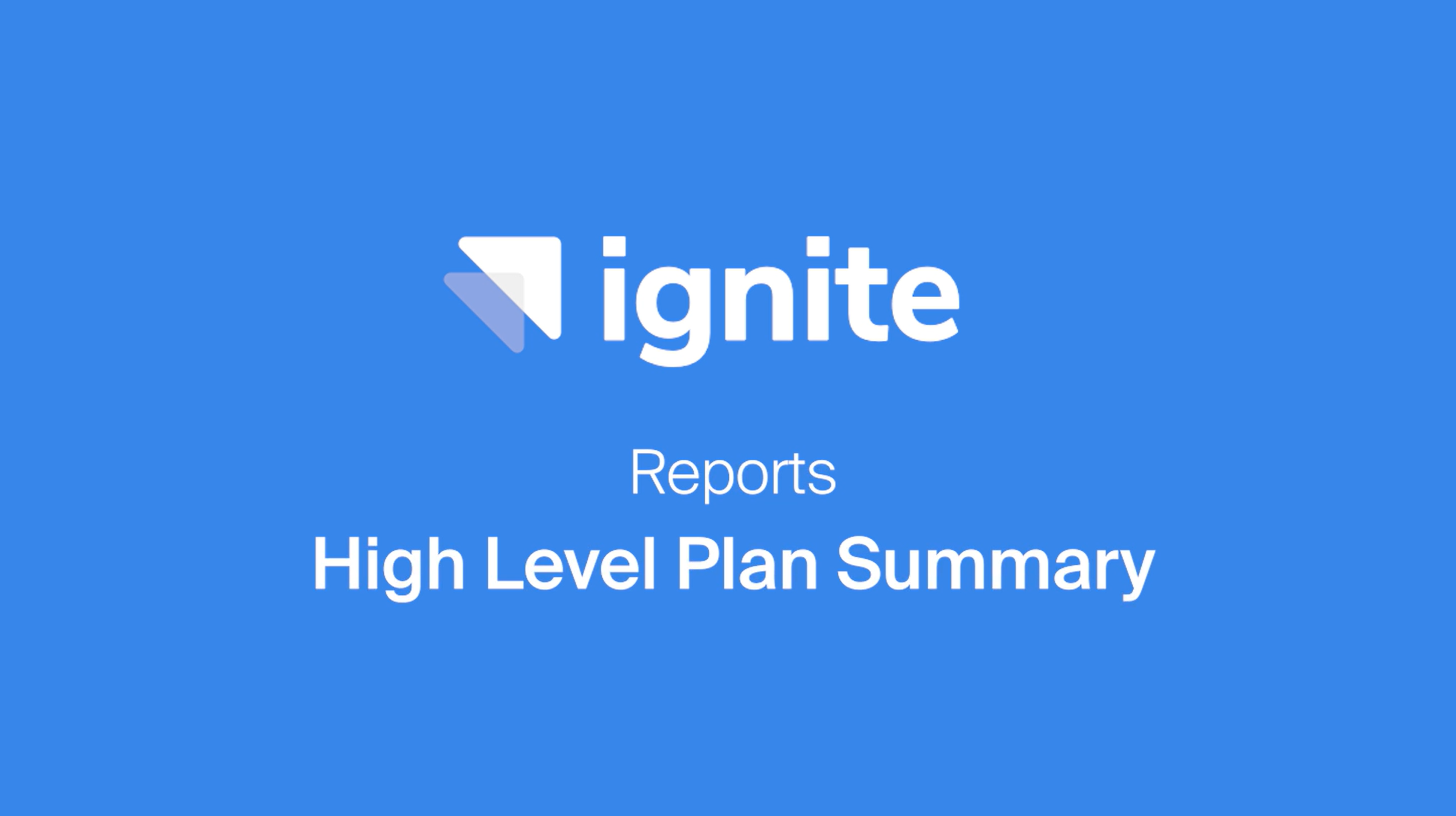 Reports - High Level Plan Summary